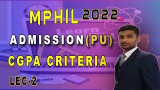 Punjab University  MPhil CGPA Requirement 2022