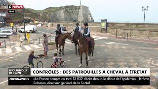 A cheval les gendarmes dEtretat tentent de faire respecter le confinement