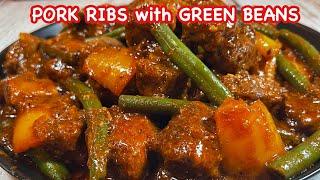 SINARSAHANG RIBS  Kakaibang luto ng sinarsahang ribs  How to make SAUCY RIBS with GREEN BEANS