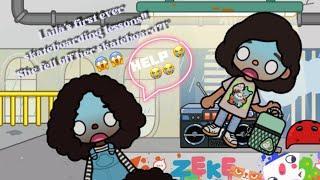 Laila’s first ever skating lessons *She fell off her skateboard?* toca boca rp with voice