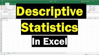 How To Perform Descriptive Statistics In Excel Very Easy