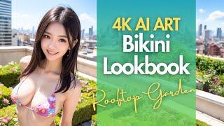 4K AI ART video - Japanese Model Lookbook at Rooftop Garden