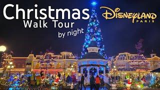 4K Christmas Walk Tour 2023 by Night - Disneyland Paris