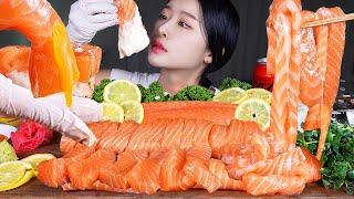 ASMR MUKBANG  WHOLE RAW SALMON 2.2 lbs  SALMON NOODLES & SALMON SUSHI & SALMON SASHIMI