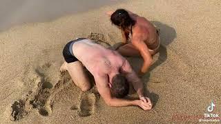 Beach Wrestling Girl vs Man