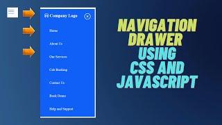 Navigation Drawer Sidebar Menu Sliding Navbar Using Css and Javascript