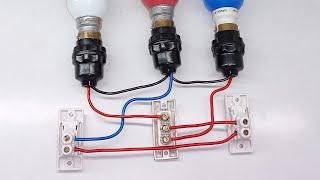 3 bulb 2 switch 1 two way switch controls staircase connection  staircase two way switch connection