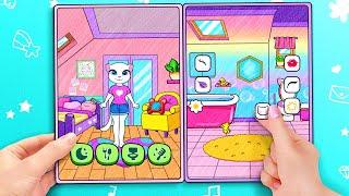 Paper Dolls Quiet Book - My Talking Angela in Quiet Book  Pink Kitty House Decor  WOA Doll Channel