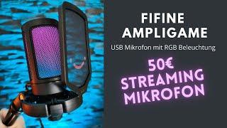 Fifine Ampligame I 50€ Streaming Mikrofon mit RGB Beleuchtung I Für PS5 Xbox Twitch & Discord