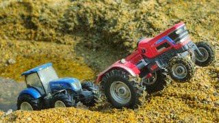 New Holland tractor Stuck in Heavy Mud Rescue By Mahindra Tractor  tractor cartoon  bommu kutty 