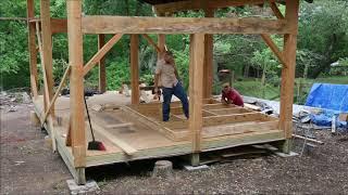 Timber Frame Cabin Wall Framing