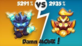 Damn MONK Do Not Underestimate a MONK Tesla 5291% vs Monk 2935% PVP Rush Royale