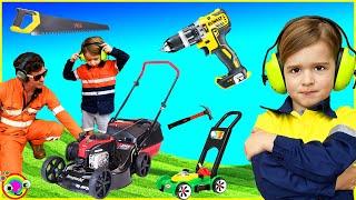 Best Lawn Mower Yardwork Tools Video for Kids  BLiPPi Toys  min min playtime