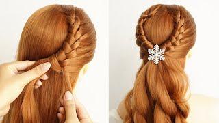 Easy And Pretty Hairstyle For Long Hair Girl - Cute Braid Hairstyle Half Up Half Down