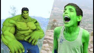 Hulk Transformation in Real Film Scenes  A Poor balloon Boy fight With Two thief