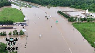 New footage shows major flooding along Hwy 59 DRONE BROS