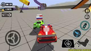 Impossible Car Tracks 3D - All Cars Unlocked Free Mode - Blue Red Green Yellow Cars Driving Game