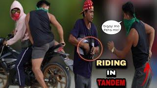 FAKE RIDING IN TANDEM PUBLIC PRANK  Lakas Tumakbo nila