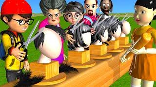 Scary Teacher 3D vs Squid Game Trying Cut Miss T Hair 5 Times Challenge Nick vs Granny Loser