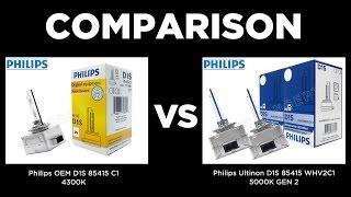 PHILIPS OEM D1S 4300K vs PHILIPS WHITE VISION D1S 5000K GEN 2