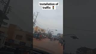 Installation of traffic  light in the city