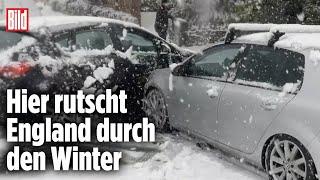 Schnee führt Briten auf Glatteis Verkehrs-Chaos nach Wintereinbruch  England