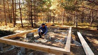 Building a HOUSE in the FOREST without experience - MISTAKES  FOUNDATION BINDING FLOOR INSULATION