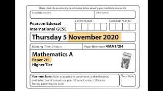 IGCSE Mathematics November 2020 - 4MA12H