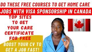 Free certification courses to get caregiver jobs with visa sponsorship in Canada  Boost Your CV NOW