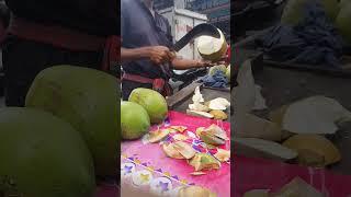 Green Coconut cutting skill #satisfying #streetfood #shorts