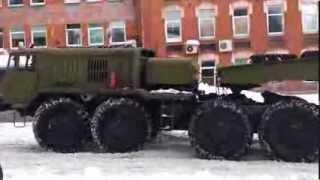 Army truck MAZ-537 skidding on slippery roads