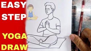 Yoga day drawing  Yoga men drawing