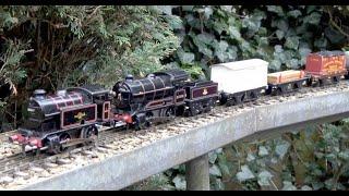 Hornby 0 Gauge Double heading 0-4-0 Clockwork Tank and Tender locomotive with a mixed goods train