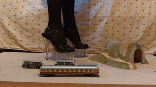 Giantess crush toy train in heels #asmrcrushing #heels