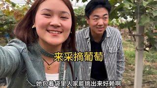 今天和灵洋一块去摘葡萄，刚好拿回来给外婆也送去点。 摘葡萄#记录生活 #今天琐事 #记录农村生活