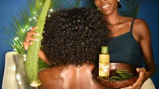 ASMR EXTREME RELAXATION_ Afro Hair Shampoo Aloe GEL Shoulders Massage Comb Brush Real person