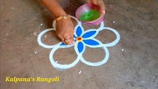 Beginners Rangoli Kalpanas Rangoli flowers padi kollam pandaga design muggulu