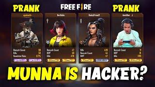 Munna Is Hacker Prank with Random Player CS Gameplay - Garena Free Fire- Total Gaming