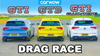 VW Golf GTI v Clubsport v GTD DRAG RACE