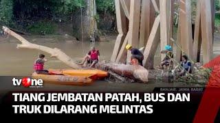 Dihantam Banjir Tiang Penyangga Jembatan Baru di Kota Banjar Patah  Kabar Siang tvOne