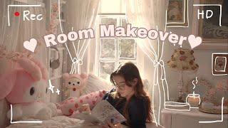 aesthetic room makeover  coquette  pinterest inspired new bed + painting walls + decor