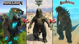 MINECRAFT GODZILLA VS GTA 5 GODZILLA VS GTA SAN ANDREAS GODZILLA - WHO IS BEST?