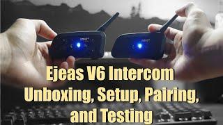 Ejeas V6 Pro Intercom Unboxing Pairing Soundtest - Motovlog test