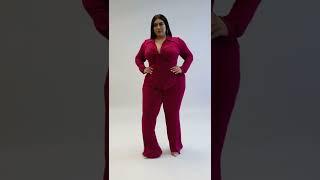 Plus size Ladies Fashion  Looking gorgeous in Royal Red Pant Set