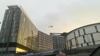 Air ambulance landing at QEUH in Glasgow