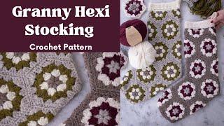 Granny Hexi Stocking CROCHET Tutorial  easy Christmas crochet pattern step by step  beginner level