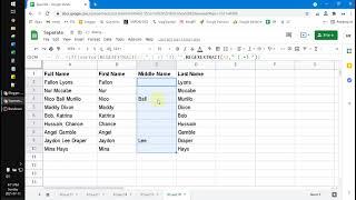 How to Extract Separate First Name Middle Name and Last Name on Google Sheets