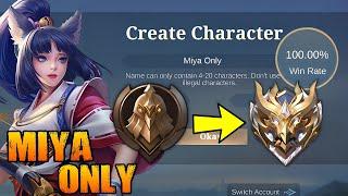 100% WIN RATE FROM WARRIOR TO MYTHIC  SOLO RANK - MIYA ONLY   hardest challenge