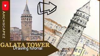 How to Draw #galatatower  Drawing Tutorial #howtodraw