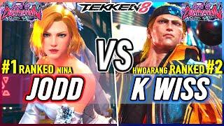 T8  Jodd #1 Ranked Nina vs K-Wiss #2 Ranked Hwoarang  Tekken 8 High Level Gameplay